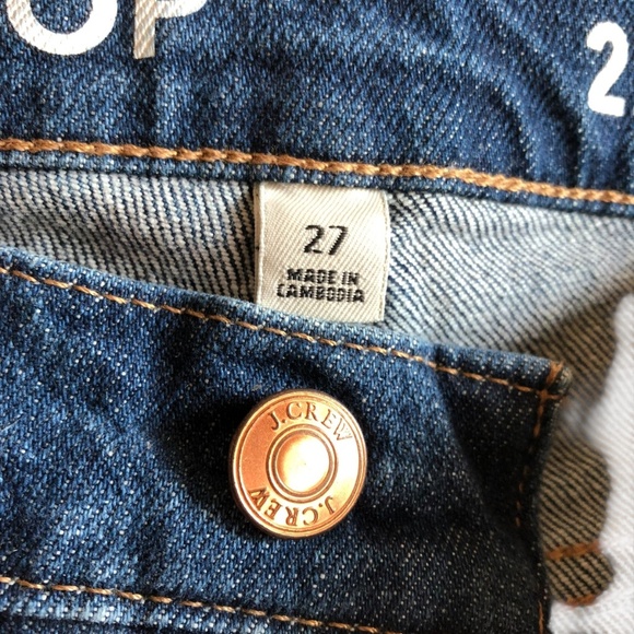 J.Crew Billie Demi Boot Crop Jeans Size 27 Dark Wash Frayed Hem Kicked Leg - Picture 12 of 15